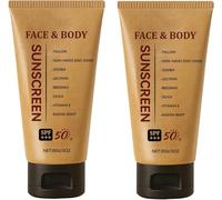 2 Pcs Mineral Tallow Sunscreen SPF 50, Natural Mineral Tallow & Zinc Oxide Sunscreen, Organic Non-Greasy Formula for Face and Body, Water Resistant, Lightweight Sun Shield Cream
