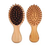 2 Pcs Mini Bamboo Brush for Hair Growth,Anti-Static Bamboo Hair Brush Massage Scalp Detangling Brush Natural Wooden Pocket Travel Small Hair Brush for Women & Men & Kids