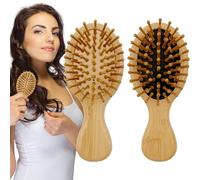 2 PCS Mini Bamboo Brush for Hair Growth,Eco-Friendly Natural Wooden Bamboo Paddle Hairbrush,Portable Anti-Static Small Hair Scalp Massager Detangling Hairbrush for Girls Women