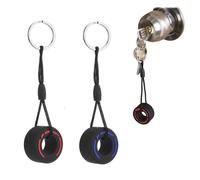 2 pcs Mini Cute Tire Keyring F1 Racing Key Chain Pendants, Fashion Ultra Soft Rubber Tire Key Ring, Simulation Cartoon Small Tire Keychain for Car Decoration Accessoriesfor Men Women (blue，red)