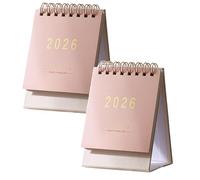 2 Pcs Mini Desk Calendar 2025-2026, Pocket Calendar from July 2025 to December 2026, Monthly Small Desktop Calendar, Academic Year Planner for Home Office School (Pink)
