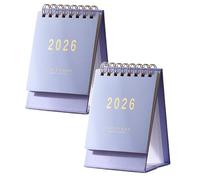 2 Pcs Mini Desk Calendar 2025-2026, Pocket Calendar from July 2025 to December 2026, Monthly Small Desktop Calendar, Academic Year Planner for Home Office School (Purple)