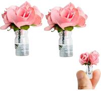2 Pcs Mini Dollhouse Miniature Vase Micro Landscape Colorful Flower Glass Bottle Miniature Decoration for 1:12 Scale Dollhouse Scene Props Décor Accessoriesecor (Pink)
