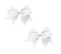 2 Pcs Mini Hair Bow Barrettes, Ribbon Bow Clips for Little Girls, Cute White Accessories, Hypoallergenic Design, No-Dangle Stylish Hair Clips for Baby Girls and Toddlers (White）