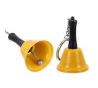 2 PCS Mini Hand Bell, Call Bell Small Pet Collar Bells Keychain Cute Bulk Loud Jingle with Keychain for Dog Collar Pendant Wedding Christmas Decoration Gifts Prayer, Yellow