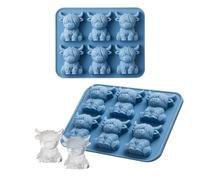 2 Pcs Mini Highland Cow Ice Cube Mold, 3D Highland Cows Silicone Ice Mould, BPA-Free Easy Release Ice Maker, Cute Cow Shaped Ice Cube Tray for Whiskey, Cocktails, Freezer, Drinks & Chocolate (Blue)