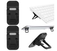 2 Pcs Mini Keyboard Riser, Dual Adjustable Keyboards Feet Portable Foldable Laptop Raiser Keyboards Stand Self-Adhesive Keyboardes Lift Keyboard Holder Desk Accessories for Most Keyboardes (Black)