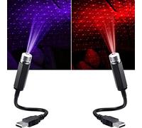 2 PCS Mini Led Projection Lamp Star Night, USB Plug in Night Lights Stars Lamps, Suitable for Car, Bedroom, Living Room and Party (Purple+Red)