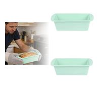 2 Pcs Mini Loaf Tins, Rectangle Silicone Cake Tins, Non Stick Bread Pans, for Bread, Sourdough, Meatloaf, Cakes, Bakes, Oven and Freezer Safe (Green)