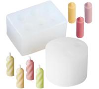 2 PCS Mini Long Cylinder Shape Mold Pillar Cylinder Shape Mold Silicone Candle Molds Mini Twisted Cylinder Mould for Candle Home Decoration Candle Making Birthday Cake Decor