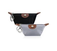 2 pcs Mini Make up Backpack Keychain for Women Girl Small Nylon Coin Purse Small Change Pouch Keychain Bag with Zipper Card Data Cable Organizer(White+Black), Black + Grey, Style C