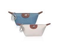 2 pcs Mini Make up Backpack Keychain for Women Girl Small Nylon Coin Purse Small Change Pouch Keychain Bag with Zipper Card Data Cable Organizer(White+Black), White+Blue, Style E