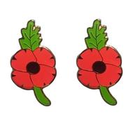 2 Pcs Mini Red Poppy UK Veteran Solider Remembrance Day Brooch Enamel Pin Badge