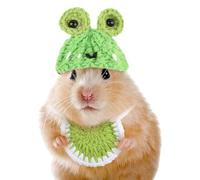 2 Pcs Mini Small Animal Hat with Adjustable Strap Lovely Hamster Hat for Real Hamsters Cute Hand Knitted Tiny Tats Fashion Costume Accessories for Small Pets (Green Fog)