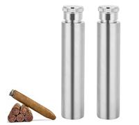 2 Pcs Mini Stainless Steel Flask, 1oz Pocket Whiskey Bottle Metal Cigar Flasks Portable Hip Flask Alcohol Bottle Pocket Polished Round Cigar Tubular Small Jug