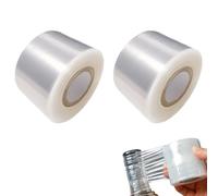 2 Pcs Mini Stretch Wrap Film, 1.57" x 656 FT Clear Unheated Shrink Wrap Roll, Mini Hand Stretch Wrap for Securing Small Bottles Jars Cans Tin Seal Packing & Gift Wrap Rolls