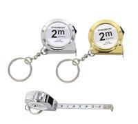 2 PCS Mini Tape Measure, 2 Meters Clear Markings, Mini Retractable Steel Measuring Tapes with Keychains, Gold and Silver Color Set, for Home, Office, School and DIY Projects, Portable Measuring Tool