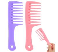 2 Pcs Mini Wide Tooth Comb Travel-Size for Styling - Portable Plastic Detangling Combs for Curly, Long, Wet Hair