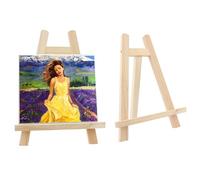 2 Pcs Mini Wooden Easel Stand, Tabletop Display Easel Small Painting Canvas Holder, Artist A-Frame Easel Triangle Easel Studio Easel, Wooden Display Stand for Calendar/Drawing/Wedding - 28 x 18CM
