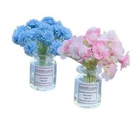 2 Pcs Miniature Baby’s Breath & Cherry Blossom Vases - Realistic Handmade Dollhouse Accessories for 1:6/1:8 Scale, Fairy Garden Props, DIY Craft Elements, Car Interior, Micro Landscape Embellishments