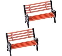 2 Pcs Miniature Bench for Christmas Dollhouse, Mini Plastic Village Accessory, Doll House Bench for DIY Decor, Cake Toppers, City Park Accessory