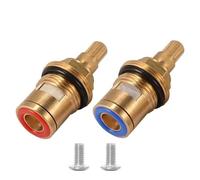 2 Pcs Mixer Tap Cartridge,1/4 Turn 20 Spline Brass Ceramic Tap Cartridge Replacement,1/2" Durable Stem Disc Taps Valve Replacement,Hot & Cold Taps Repair Glands Seals Accessories for Kitchen,Bathroom