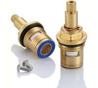2 Pcs Mixer Tap Cartridge Replacement - 1/4 Turn, 20-Spline Brass & Ceramic Disc Cartridges with Washers for Kitchen & Bathroom Faucet Repair