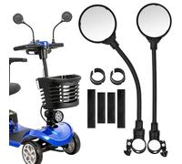 2 Pcs Mobility Rearview Mirrors for Scooter, 360° Adjustable Rotating Power Rearview Mirrors for Elderly, Universal Fit Wheelchair Accessories