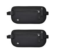 2 PCS Money Belts for Travel Hidden Men, RFID Blocking Secure Money Belts, 2 Compartment Money Belt for Women Fits Passport & Phone to Protect Valuables (Black)
