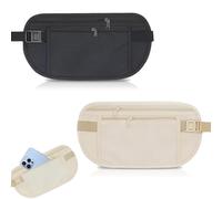 2 PCS Money Belts for Travel Hidden Men Women, Waterproof Secure Travel Money Belts Bag Adjustable Elastic Concealed Money Belt Pouch Stealth Wallet for Cash Keys Cards
