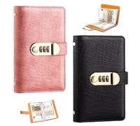 2 Pcs Money Saving Wallet, 100 Envelopes Saving Challenge Book, Cash Management Solution for Home Office Travel, Dual Locking Savings Books in Black and Pink Crocodile Pattern