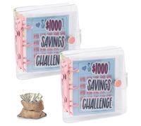 2 PCS Money Saving Wallets,£1000 Envelope Saving Challenge,for Monthly Budget Planning,Portable and Durable,for Office,Home