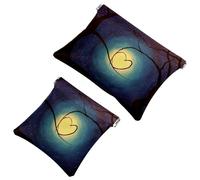 2 PCS Moonlight Heart Pocket Cosmetic Bag, Self-Closing Shrapnel Makeup Pouch, Portable No Zipper Mini Travel Make Up Bag for Headphones Coin Lipstick Cosmetics Earphones Jewelry Organizer