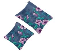 2 PCS Morning Glory Blossoms Pocket Cosmetic Bag, Self-Closing Shrapnel Makeup Pouch, Portable No Zipper Mini Travel Make Up Bag for Headphones Coin Lipstick Cosmetics Earphones Jewelry Organizer