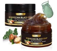 2 PCS Moroccan Black Soap Hammam, Morocco Beldi Soap with Exfoliating Glove