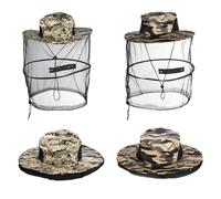 2 Pcs Mosquito Head Net Hats for Men Women, Breathable Outdoor Sun Hat with Foldable Net Mesh, 360-Degree Protection Bug Net Cap for Fishing, Gardening, Camping, Hiking, Windproof Summer Hat