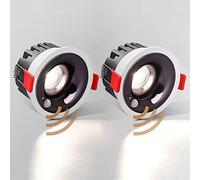 2 Pcs Motion Sensor Ceiling Spotlight LED Recessed Lighting, 3.3inch Flush Mount Ceiling Lamp Directional Spotlights Accent Lamps for Doorway Stairway Corridor Entryway