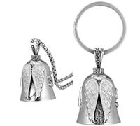 2 Pcs Motorcycle Guardian Bell Set, Metal Angel Guardian Riding Bells with Chain Portable Alloy Luck Biker Bells for Outdoor American Retro Motorcycle Accessories for Man Husbands Angel