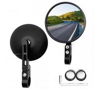 2 Pcs Motorcycle Mirrors, Bar End Mirrors Motorcycle, Classic Black Round Motorbike Mirrors with Metal Shafts & Adjusting Wrench Enhanced Visibility for Motorbikes, Scooters, Bicycles