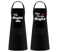 2 PCS Mr & Mrs Couple Aprons Set,Adjustable Matching Aprons with 2 Pockets for Women Men,Suitable for Weddings, Valentine's Day gifts
