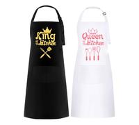 2 PCS Mr. & Mrs. Couple Aprons Set, Wedding Gift for Couple, Kitchen Waterproof Aprons, Apron for Women and Men, Gift for Wedding, Engagement, Anniversary, Valentine’s Day (King & Queen)