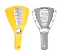 2 PCS Multi-Purpose Kitchen Grater with Bottle Opener & Can Opener - Ergonomic Non-Slip Handle, Stainless Steel Bottle Openers,Vegetable Cheese Food Grater Kitchen Gadget (Yellow,Gray)