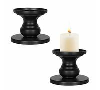2 PCS Multi-Use Metal Candle Holder Candlestick Holder Stand,Candle Stand for Pillar and Taper Candles for Wedding, Candlelight Dinner, Party, Table Centerpiece Decoration(Black)