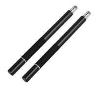 2 Pcs Multifunctional 2 in 1 Metal Stylus Pen Black for Touch Screens