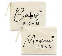 2 Pcs Mum to Be Gifts,Baby Shower Gifts for Mum,New Mama Gift, Off White Cosmetic Bags Canvas Make up Bags with Handle, Gifts for Pregnant Women