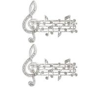 2 Pcs Musical Note Brooch Pins Rhinestone Music Note Sheet Brooch Music Sign Brooch Badge Pin Wedding Concert Party Jewelry Gift