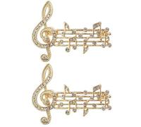 2 Pcs Musical Note Brooch Pins Rhinestone Music Note Sheet Brooch Music Sign Brooch Badge Pin Wedding Concert Party Jewelry Gift