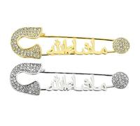 2 Pcs Muslim Mashallah Brooch Pins Lucky Gift Arabic Islam Quran Marsala Safety Pin Protection Jewelry