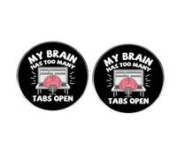 2 Pcs My Brain Has Too Many Tabs Open Enamel Pins, Humor and Funny Brain Mess Lapel Pins, Metal Alloy Badges For Friends Family Colleagues