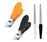 2 Pcs Nail Clippers with 2 Pcs Nail Files, Toenail Clippers, Suitable for Fingernail Toenail, Anti-Splash Nail Clipper Set for Men Women Elderly for Home School (Black,Orange)